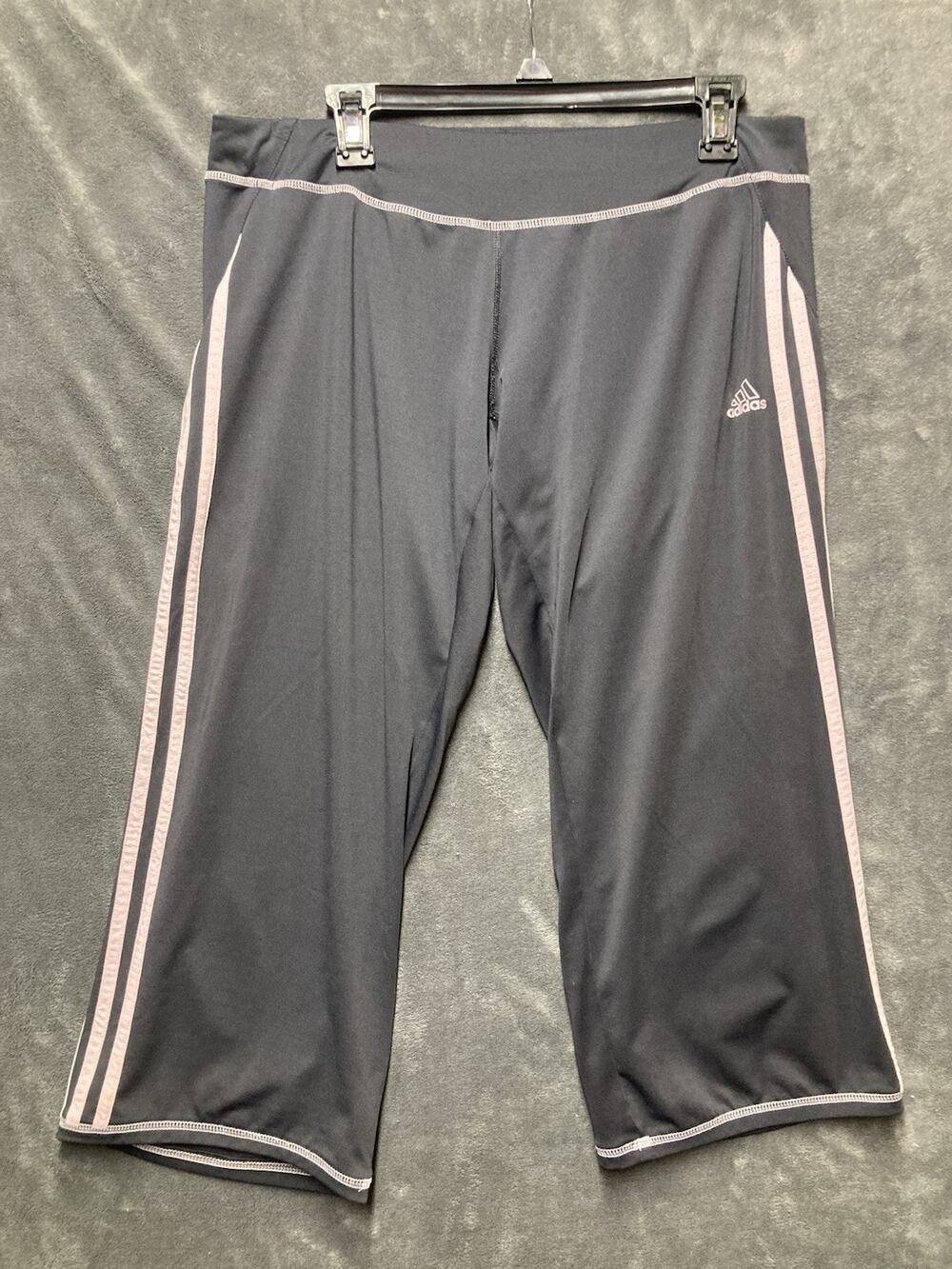 VTG Y2K Adidas Cropped Wide-Leg Baby Pink Contrasting Stitch 3 Stripes Pants L